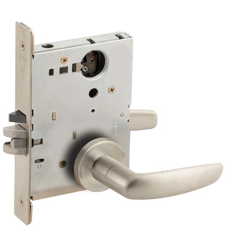 Schlage Grade 1 Storeroom Mortise Lock, Less Cylinder, 07 Lever, A Rose, Satin Nickel Plated Clear Coated Fi L9080L 07A 619